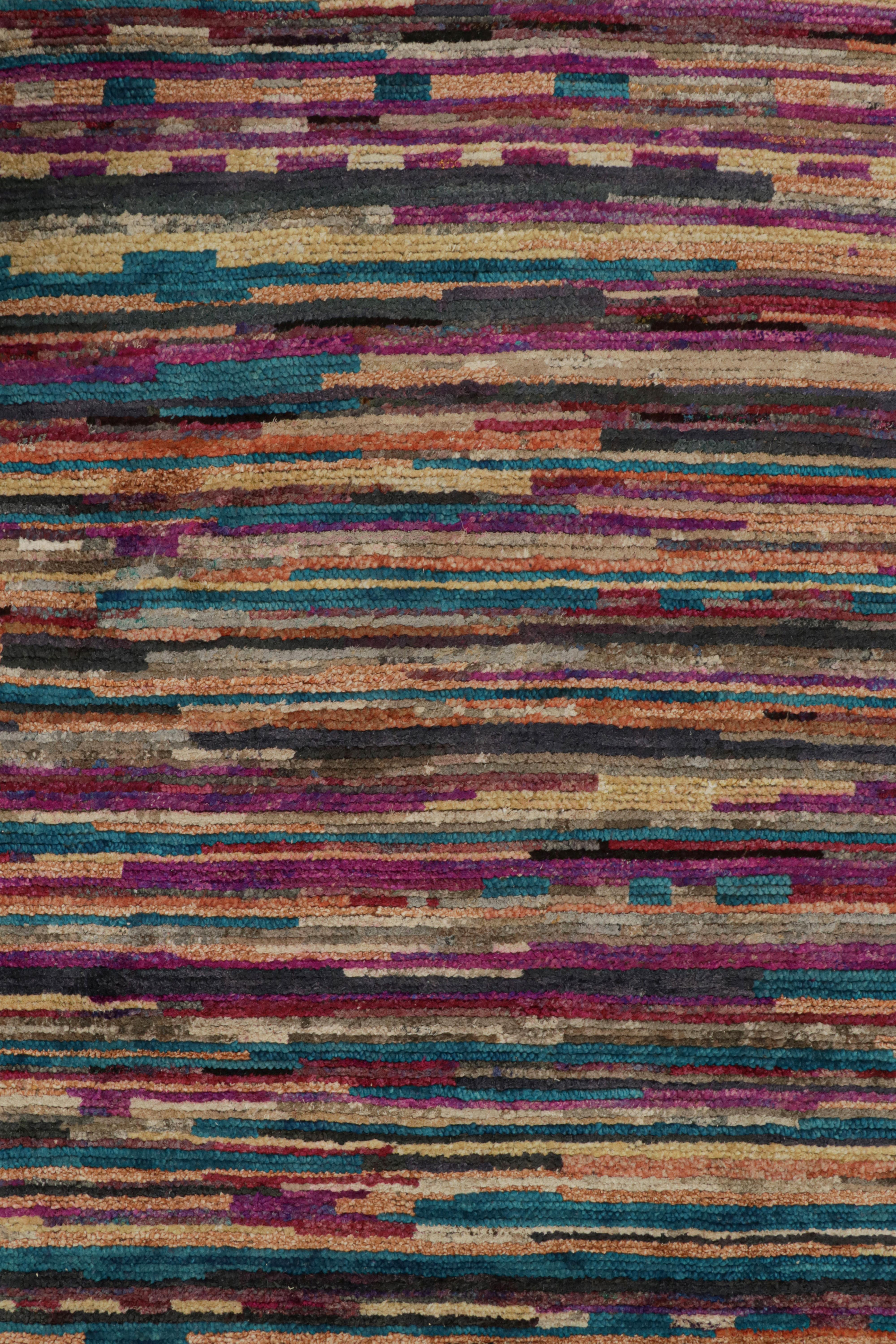 Rug & Kilim’s Contemporary Moroccan Style Rug in Multicolor Stripes In New Condition For Sale In Long Island City, NY