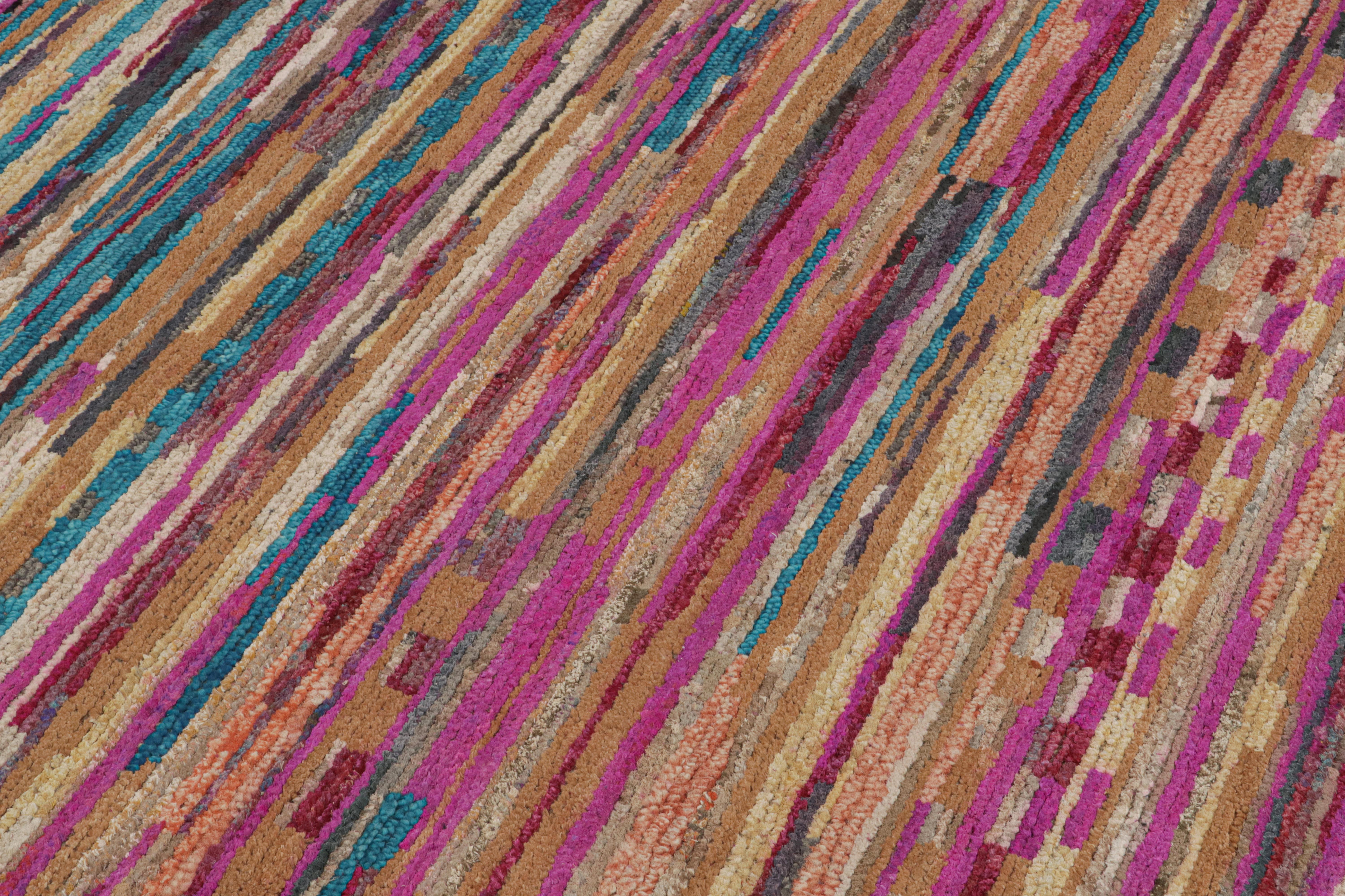 Rug & Kilim’s Contemporary Moroccan Style Rug in Multicolor Stripes In New Condition For Sale In Long Island City, NY
