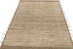 Rug & Kilim's Contemporary Moroccan Style Rug in White, Brown and Pink