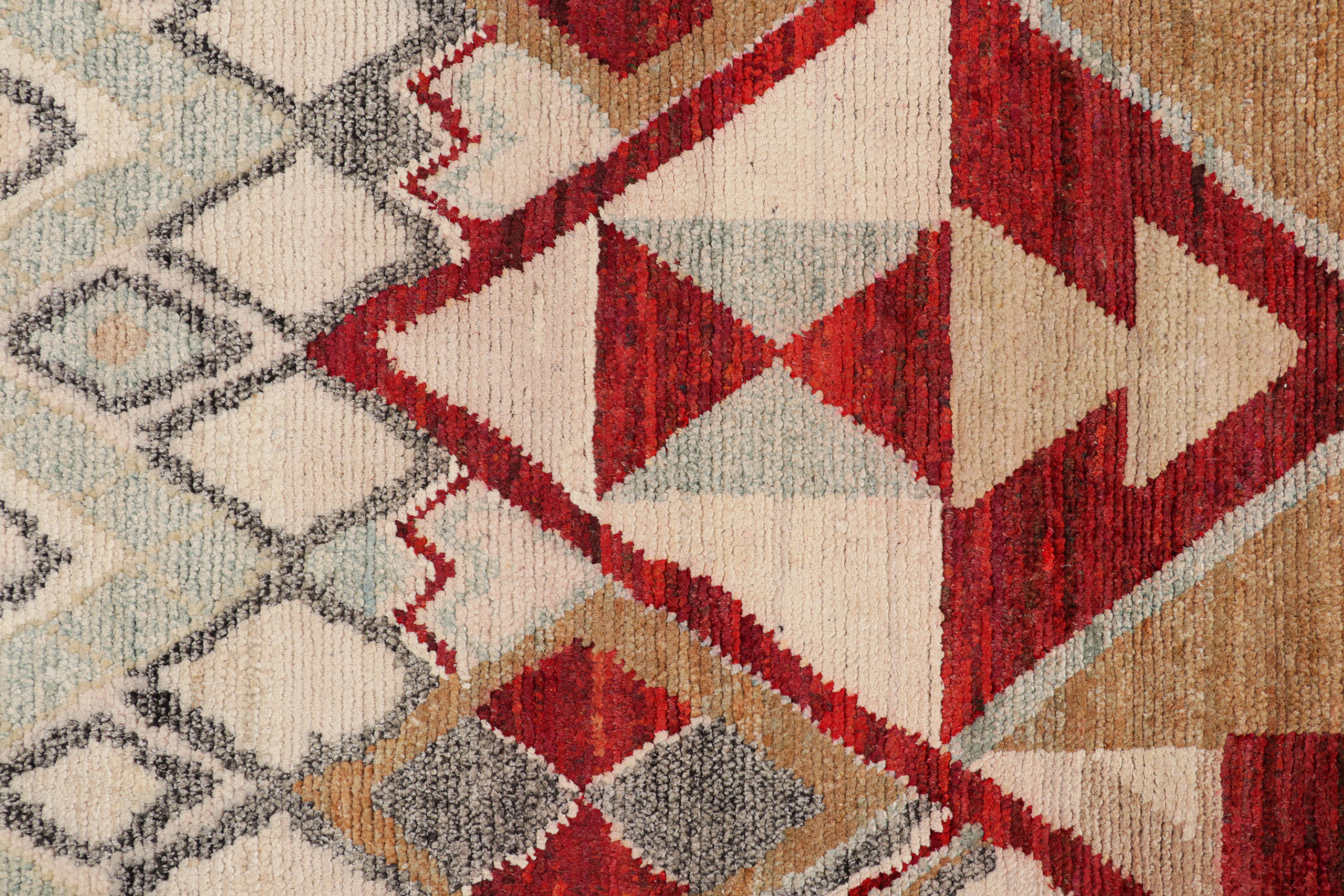 Indian Rug & Kilim’s Contemporary Moroccan Style Rug Polychromatic Geometric Patterns For Sale