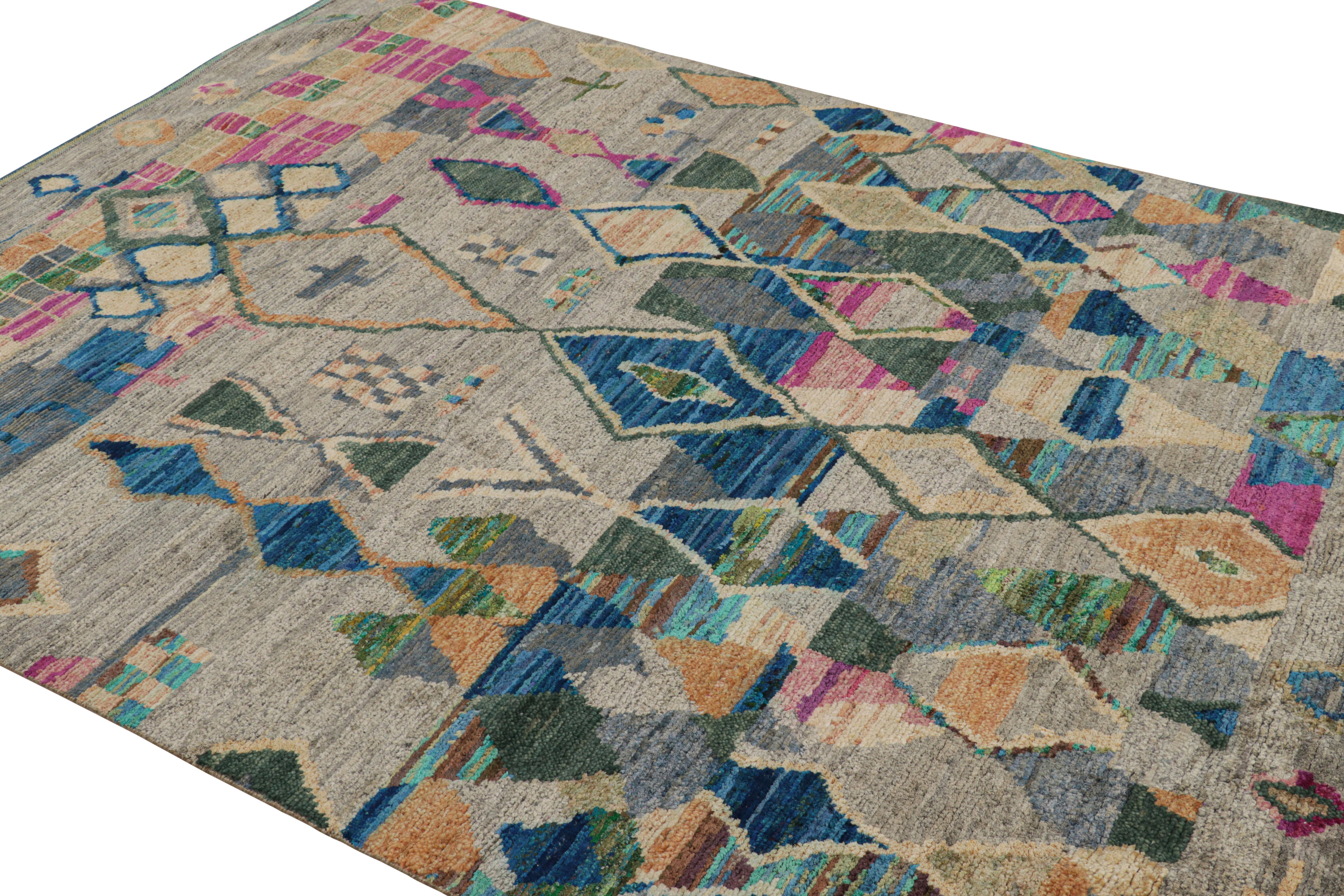 Modern Rug & Kilim’s Contemporary Moroccan Style Rug Polychromatic Geometric Patterns For Sale