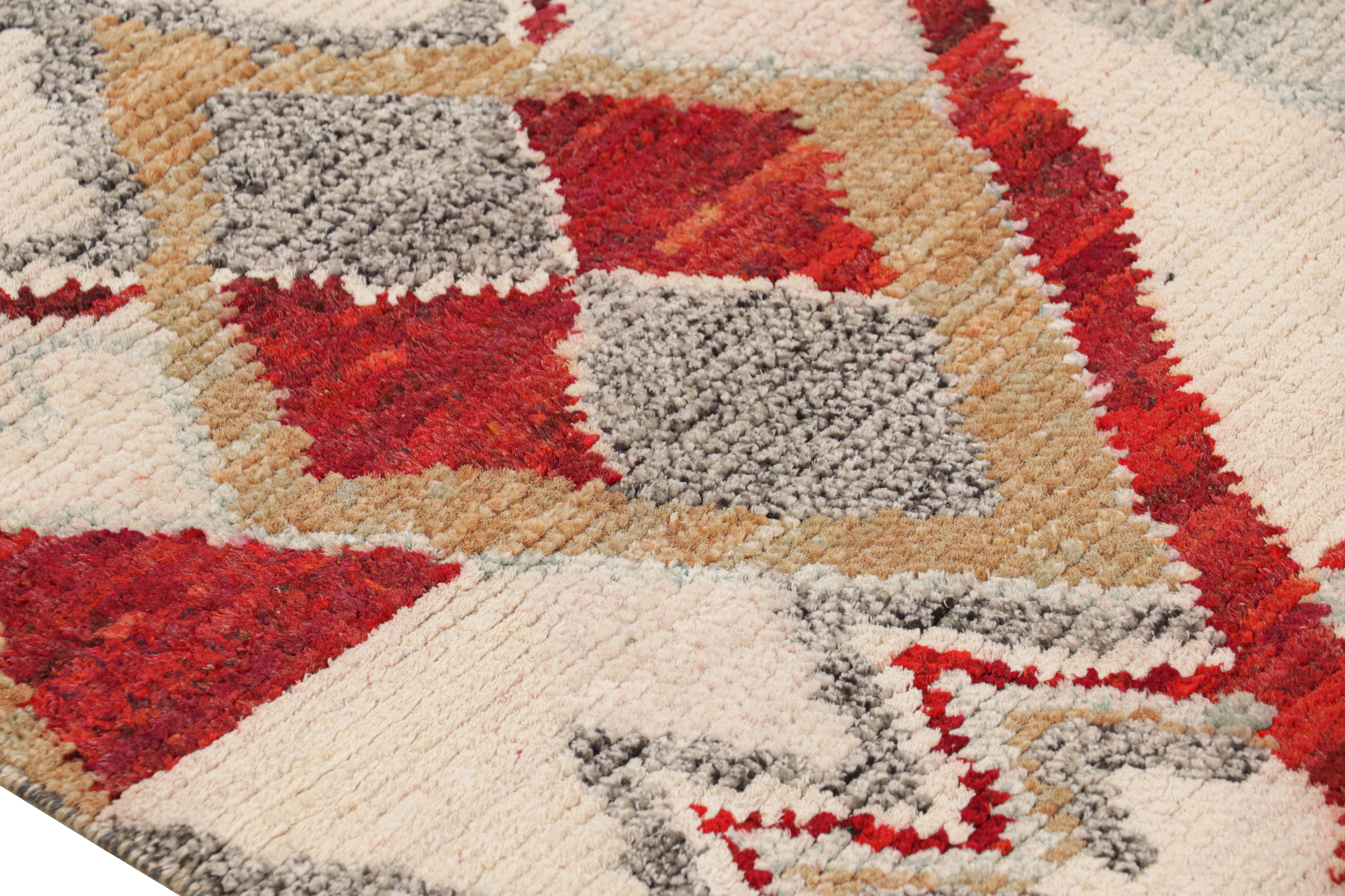 Silk Rug & Kilim’s Contemporary Moroccan Style Rug Polychromatic Geometric Patterns For Sale