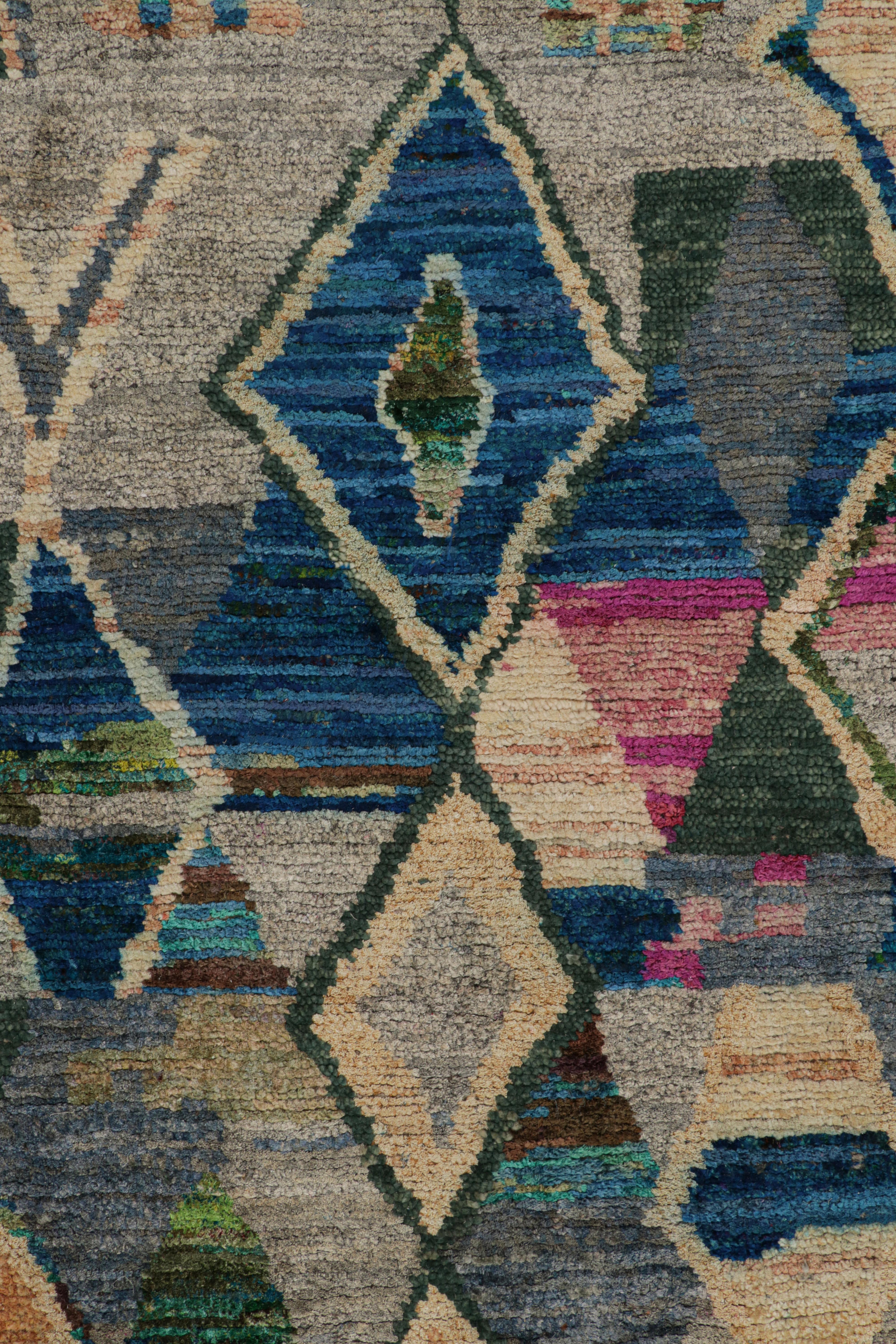 Silk Rug & Kilim’s Contemporary Moroccan Style Rug Polychromatic Geometric Patterns For Sale