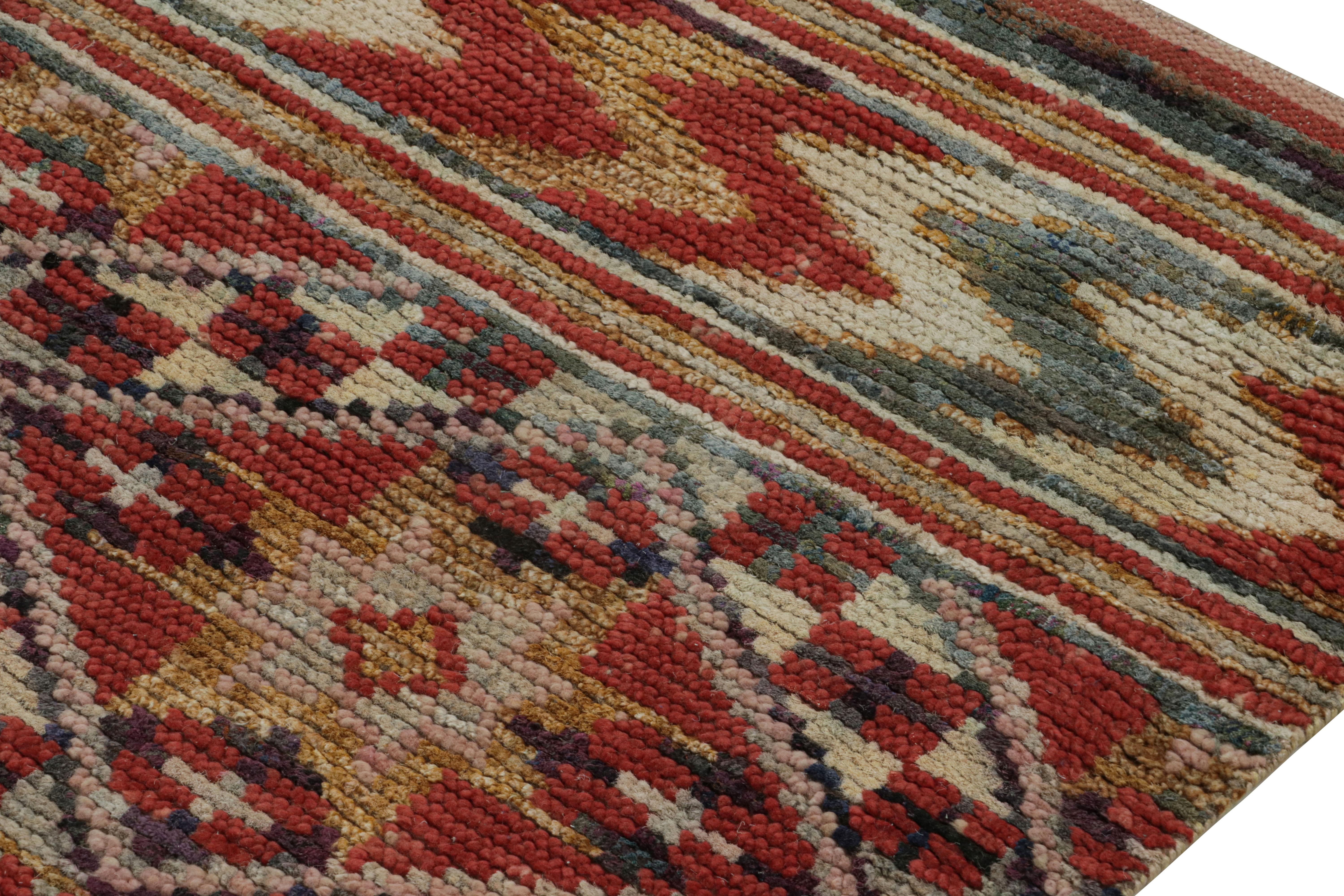 Hand-Knotted Rug & Kilim’s Contemporary Moroccan Style Rug with Berber Geometric Patterns For Sale