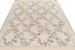 Rug & Kilim's Contemporary Needlepoint rug in Green, Golden, Lilac Florals