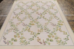 Rug & Kilim's Contemporary Needlepoint rug in Green, Golden, Lilac Florals