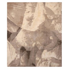 Rug & Kilim's Contemporary Nepalese Beige-Brown Wool and Silk Rug
