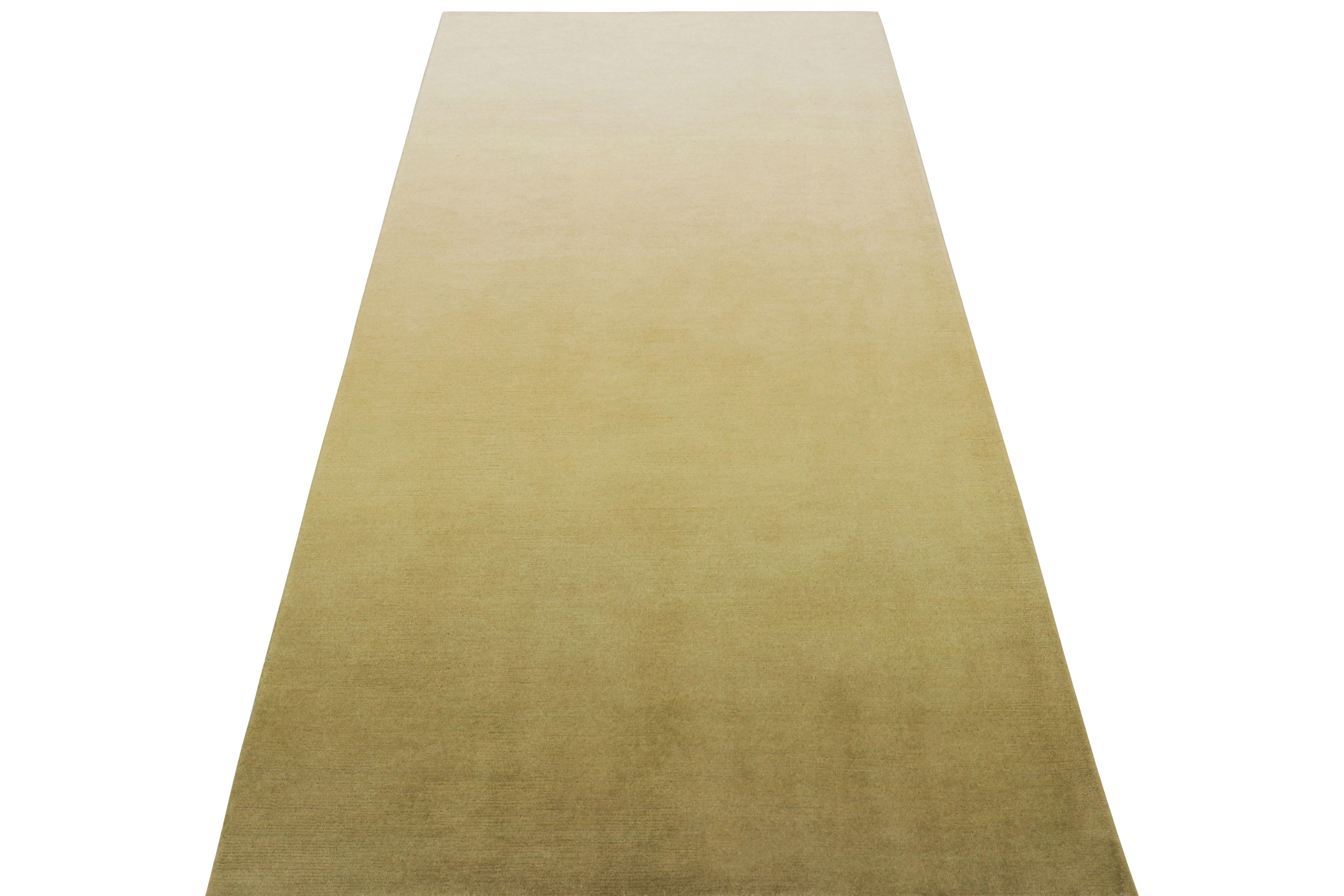 Nepalese Rug & Kilim’s Contemporary Ombre Runner Rug in Chartreuse and Light Pink Hues For Sale
