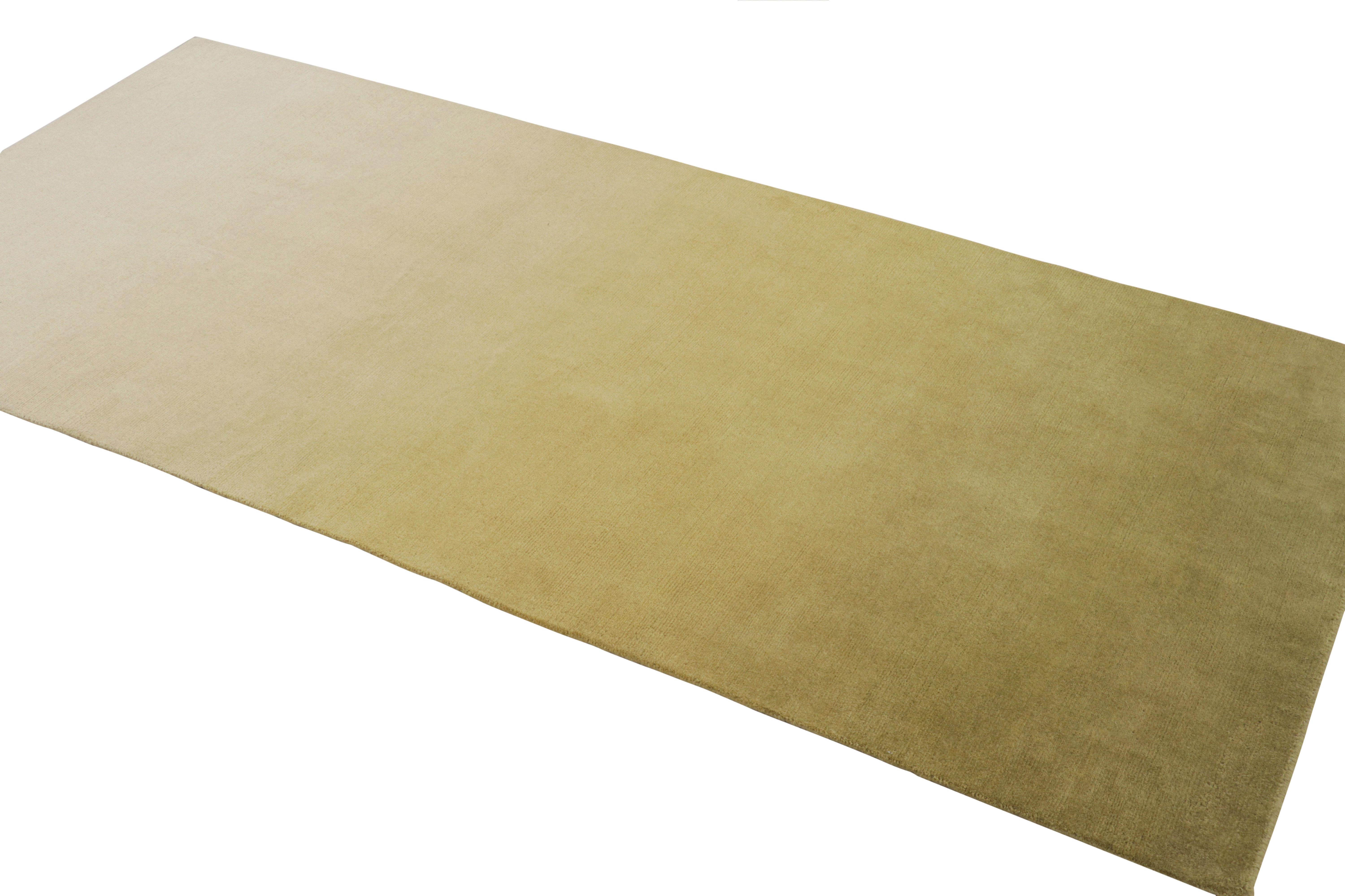 Hand-Knotted Rug & Kilim’s Contemporary Ombre Runner Rug in Chartreuse and Light Pink Hues For Sale