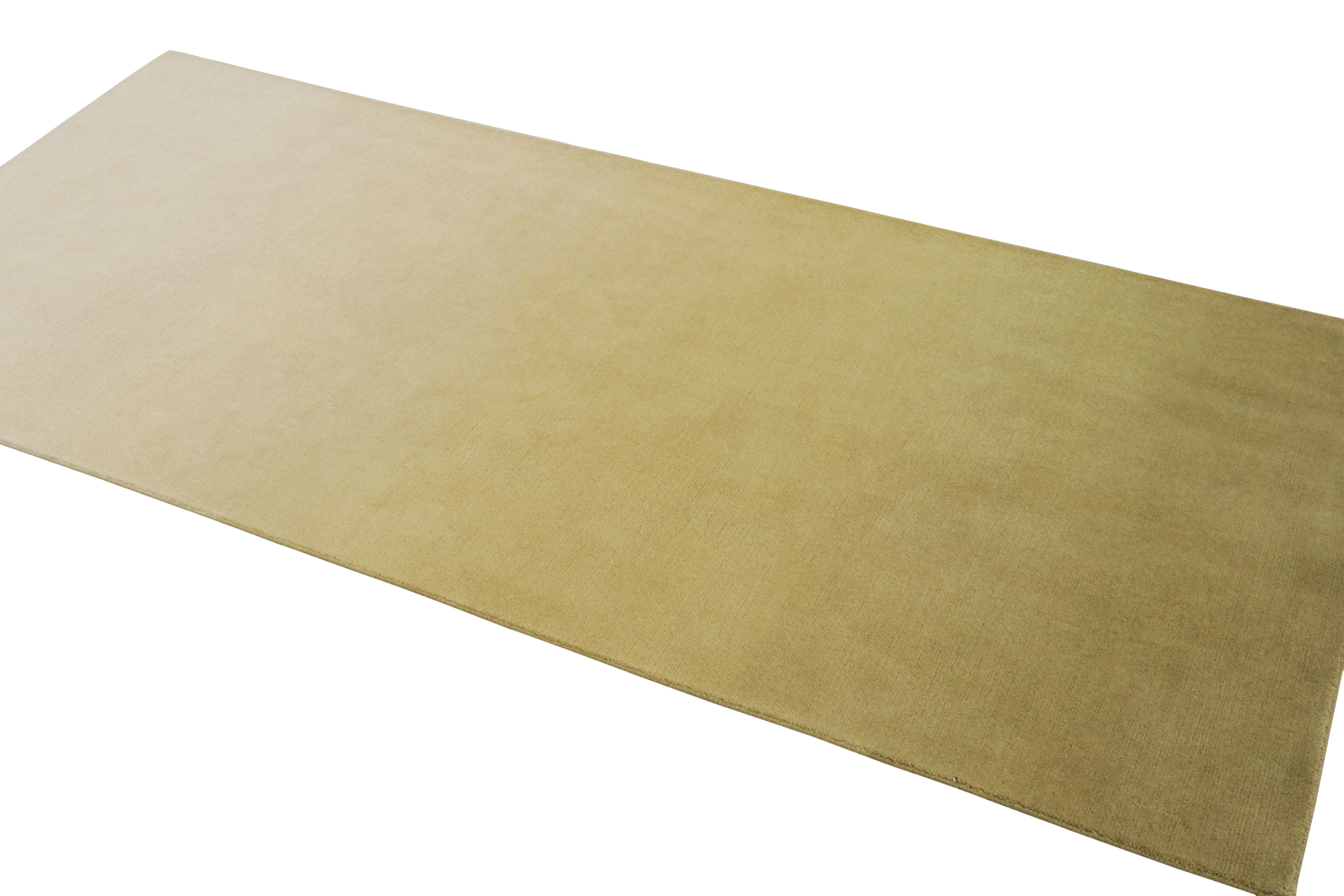 Hand-Knotted Rug & Kilim’s Contemporary Ombre Runner Rug in Chartreuse and Light Pink Hues For Sale