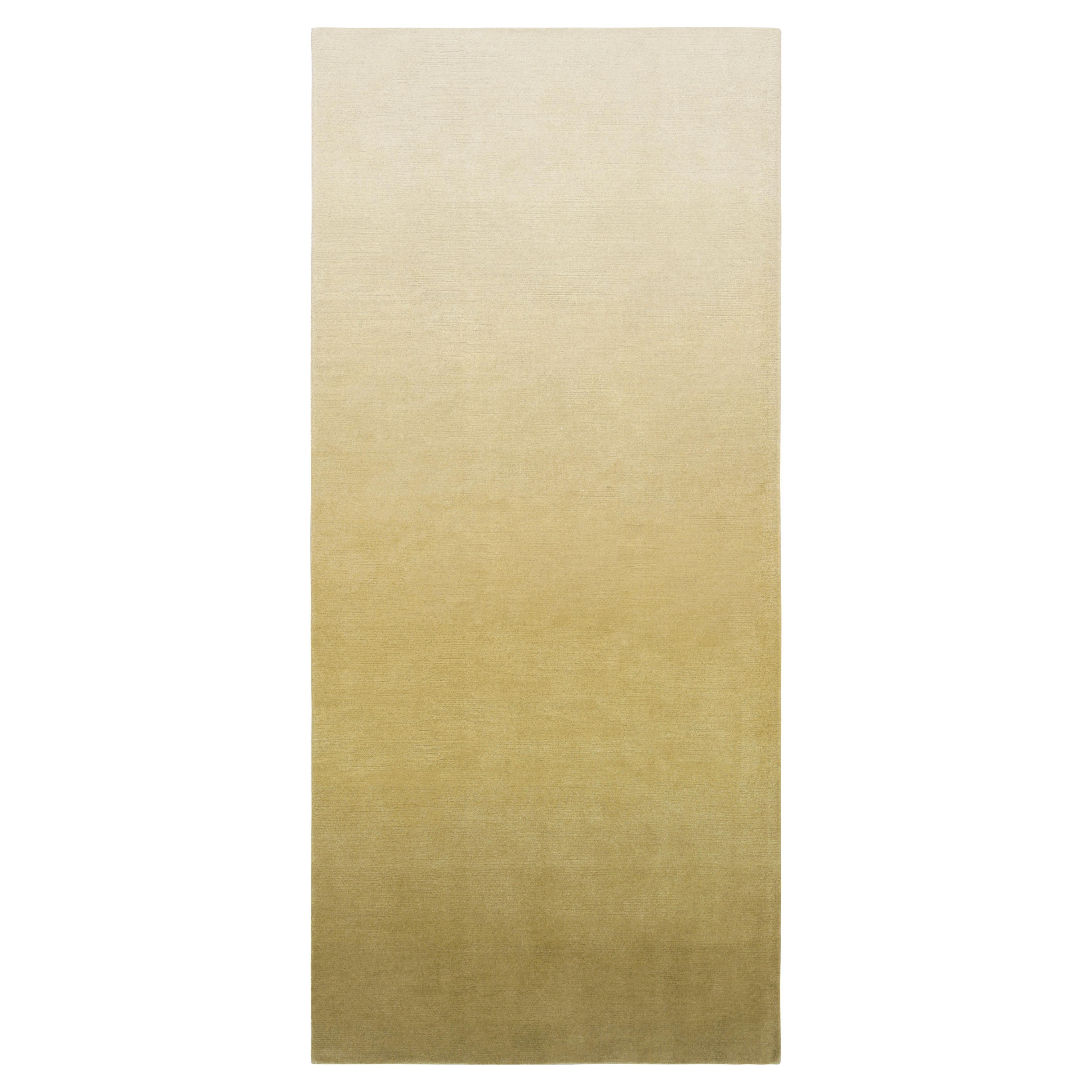 Rug & Kilim’s Contemporary Ombre Runner Rug in Chartreuse and Light Pink Hues