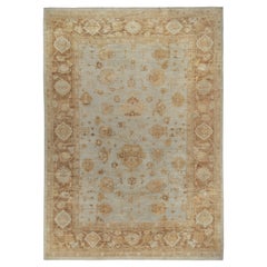 Rug & Kilim's Contemporary Oushak-Teppich in Blau, Beige und Blumenmuster