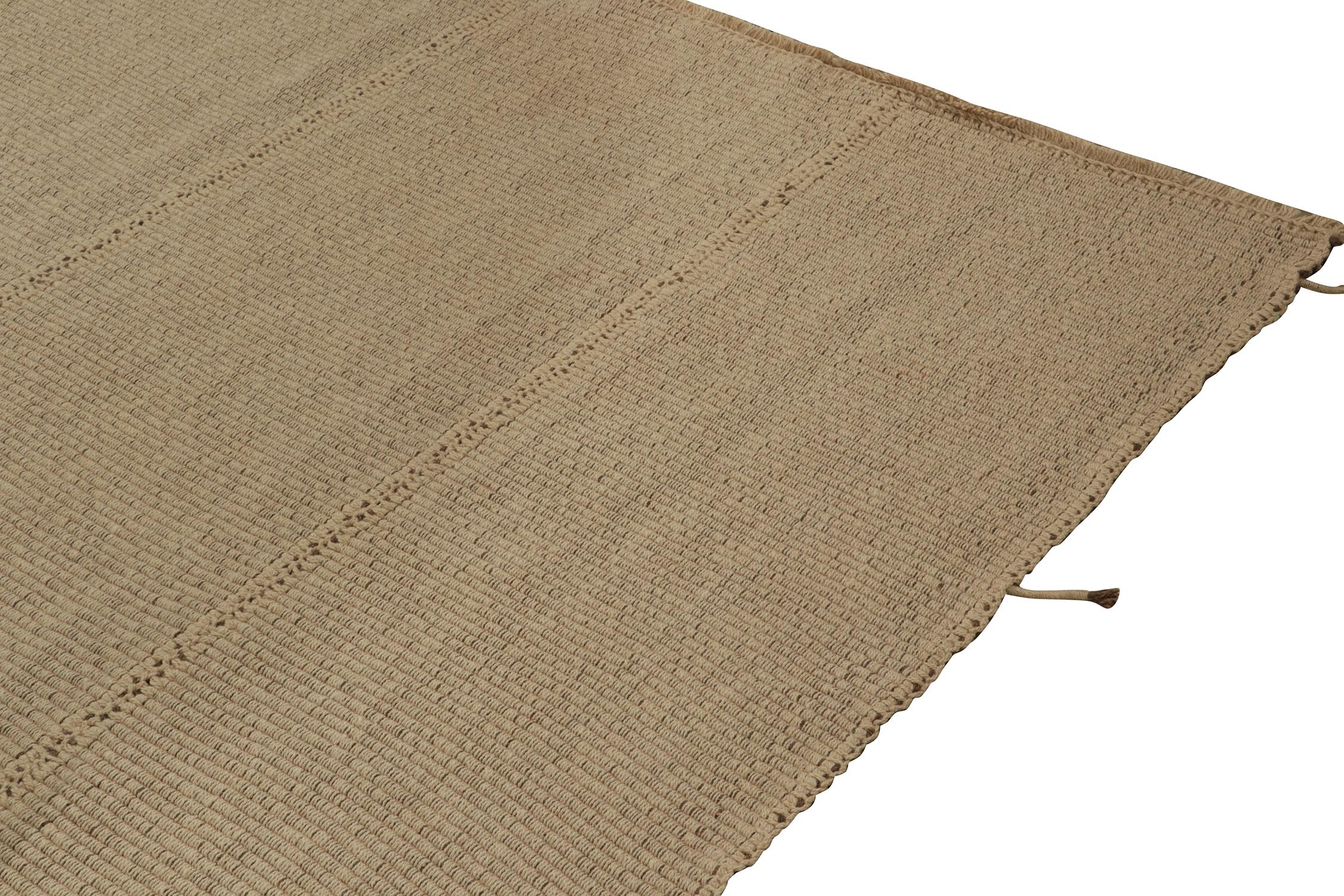 Hand-Knotted Rug & Kilim’s Contemporary Oversized Kilim in Beige with Brown Undertones For Sale
