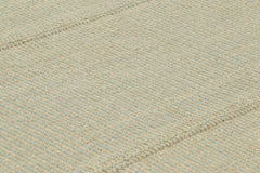 Rug & Kilim’s Contemporary Oversized Kilim in Blue and Beige Textural Stripes