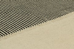 Rug & Kilim’s Contemporary Oversized Kilim in Cream White and Black Stripes