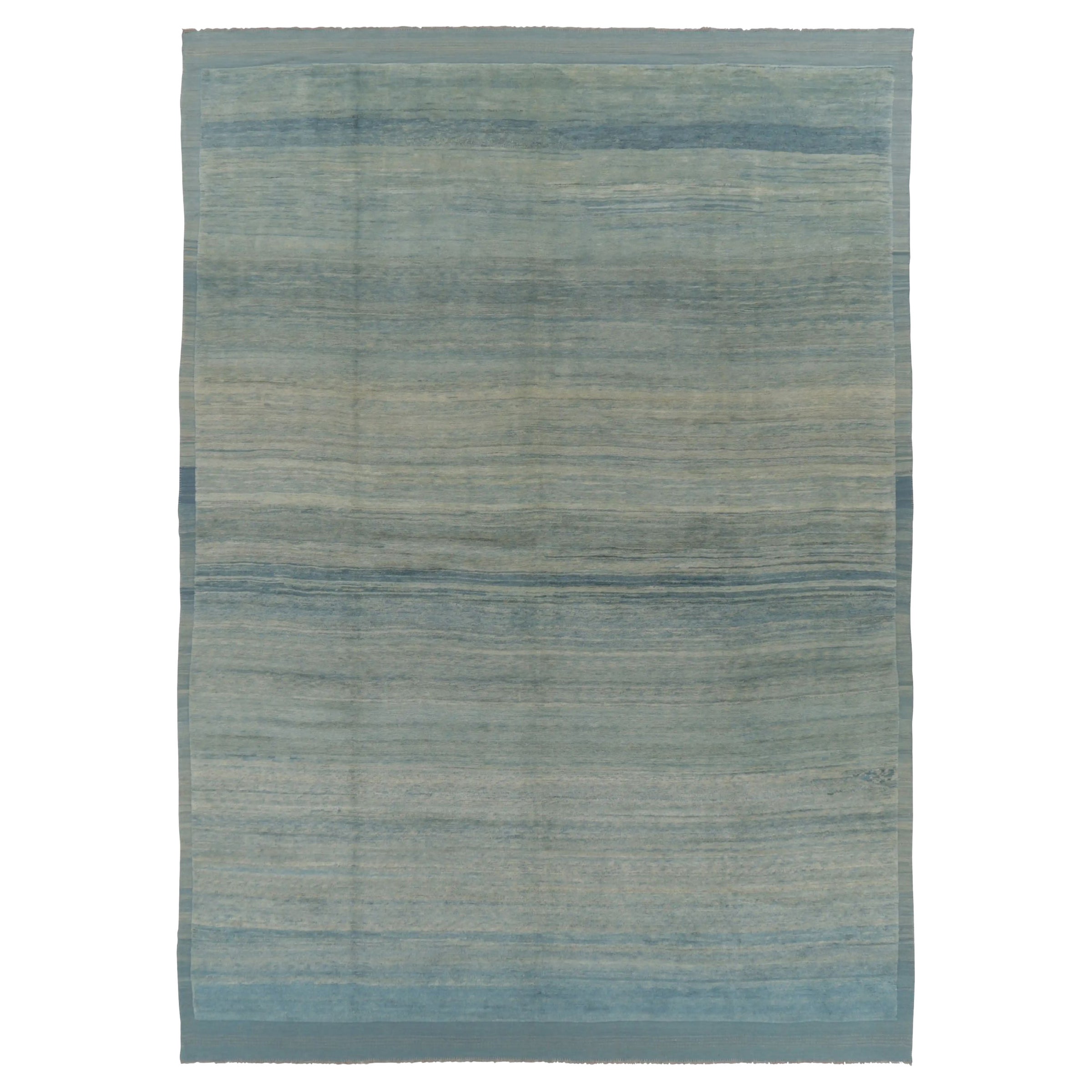 Rug & Kilim’s Contemporary Oversized Rug in Beige and Blue Tones