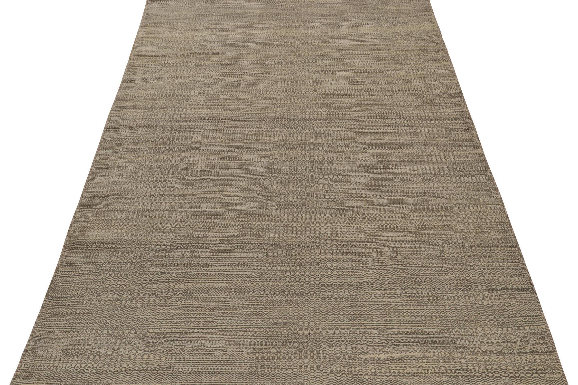 Modern Rug & Kilim’s Contemporary Persian Kilim in Beige-Brown Stripes For Sale