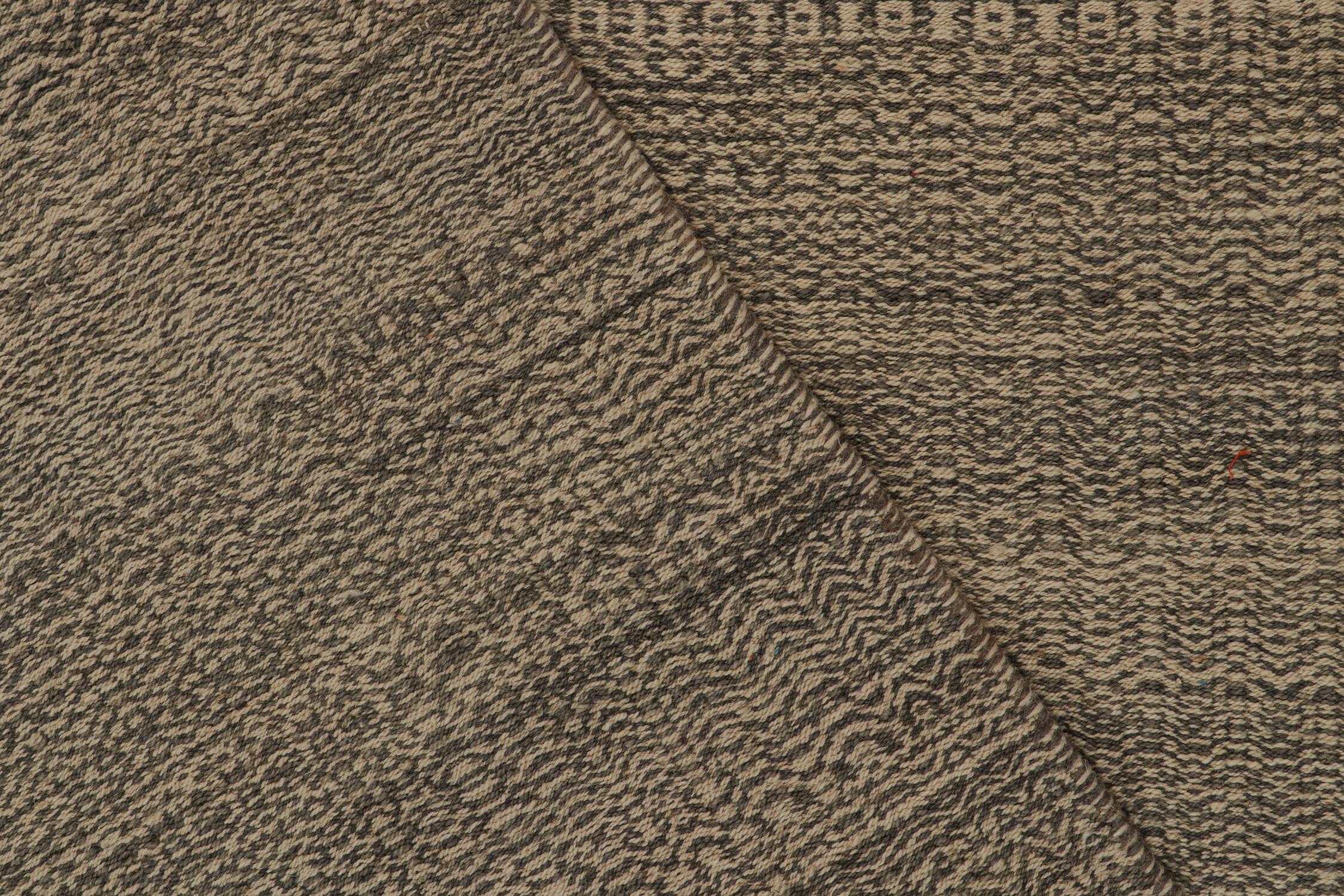 Wool Rug & Kilim’s Contemporary Persian Kilim in Beige-Brown Stripes For Sale