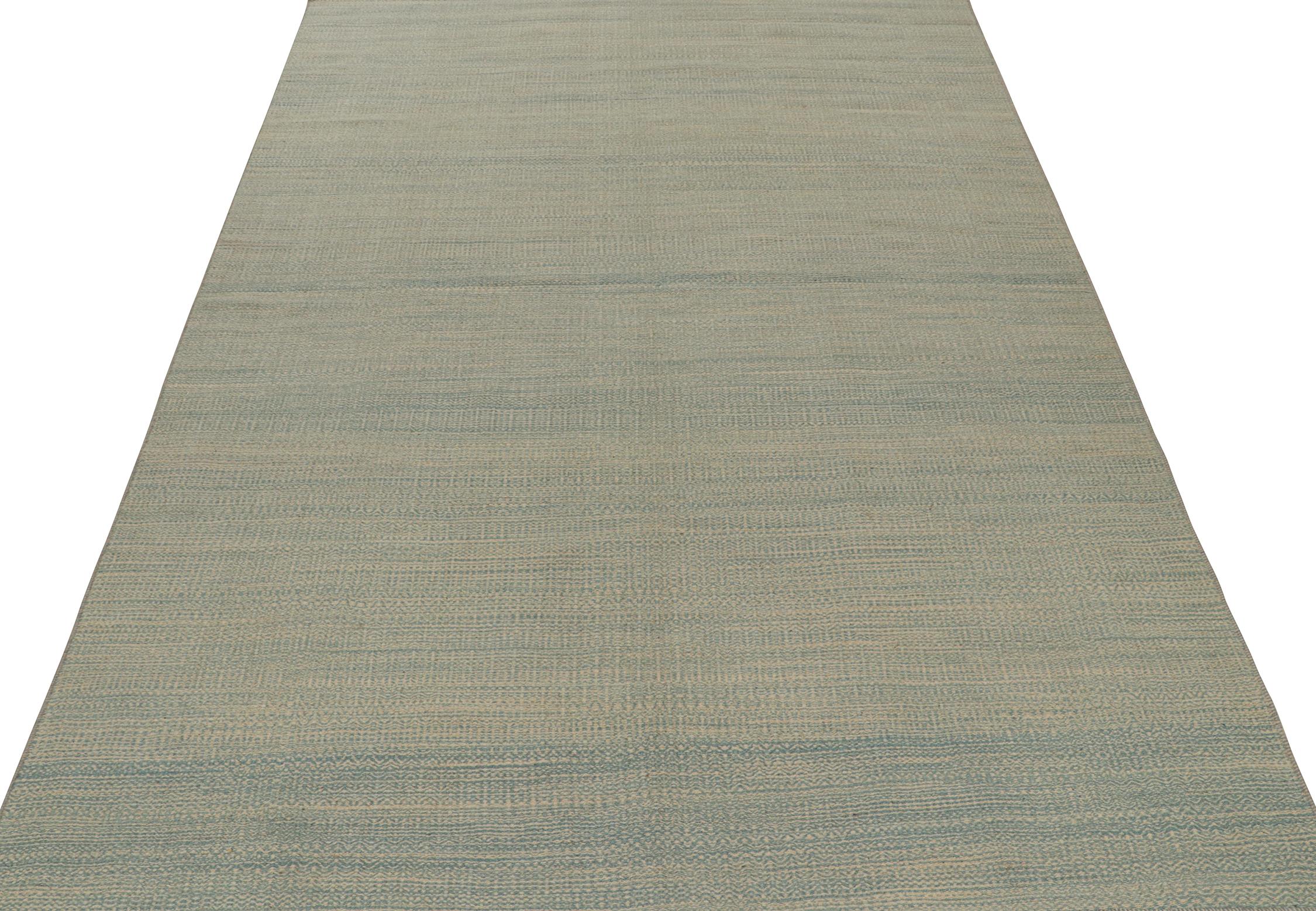 Kilim persa contemporáneo de rayas azules y beige de Rug & Kilim Moderno en venta