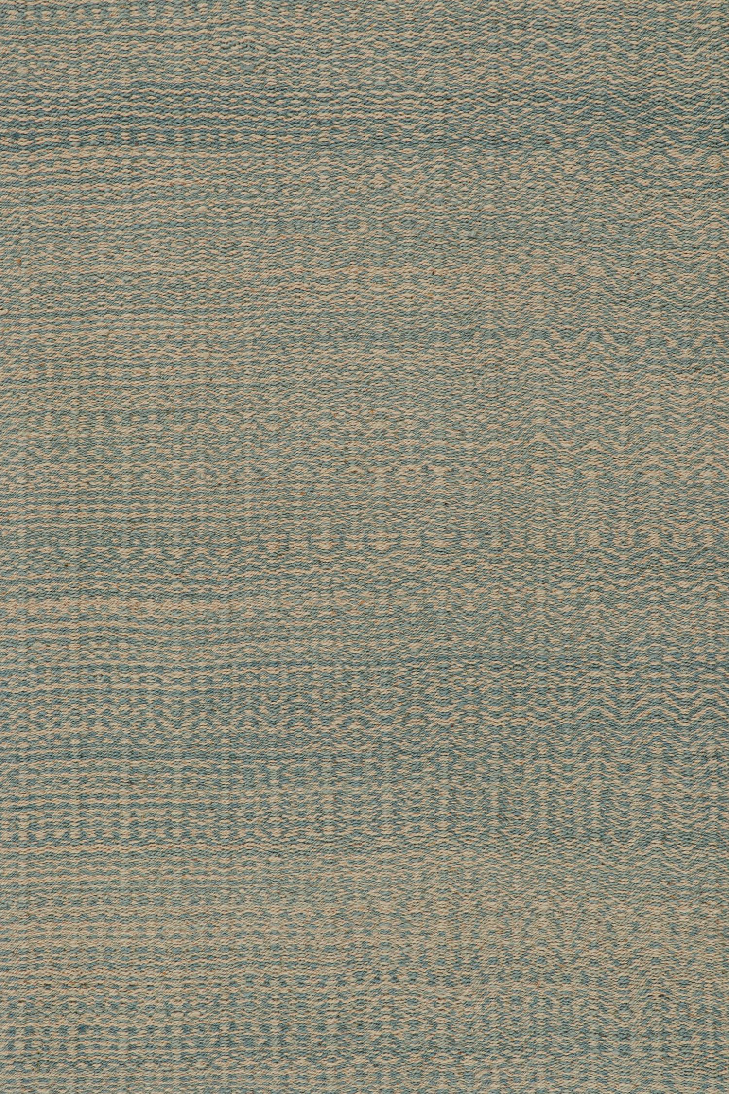 Rug & Kilim’s Contemporary Persian Kilim in Blue and Beige Stripes In New Condition For Sale In Long Island City, NY