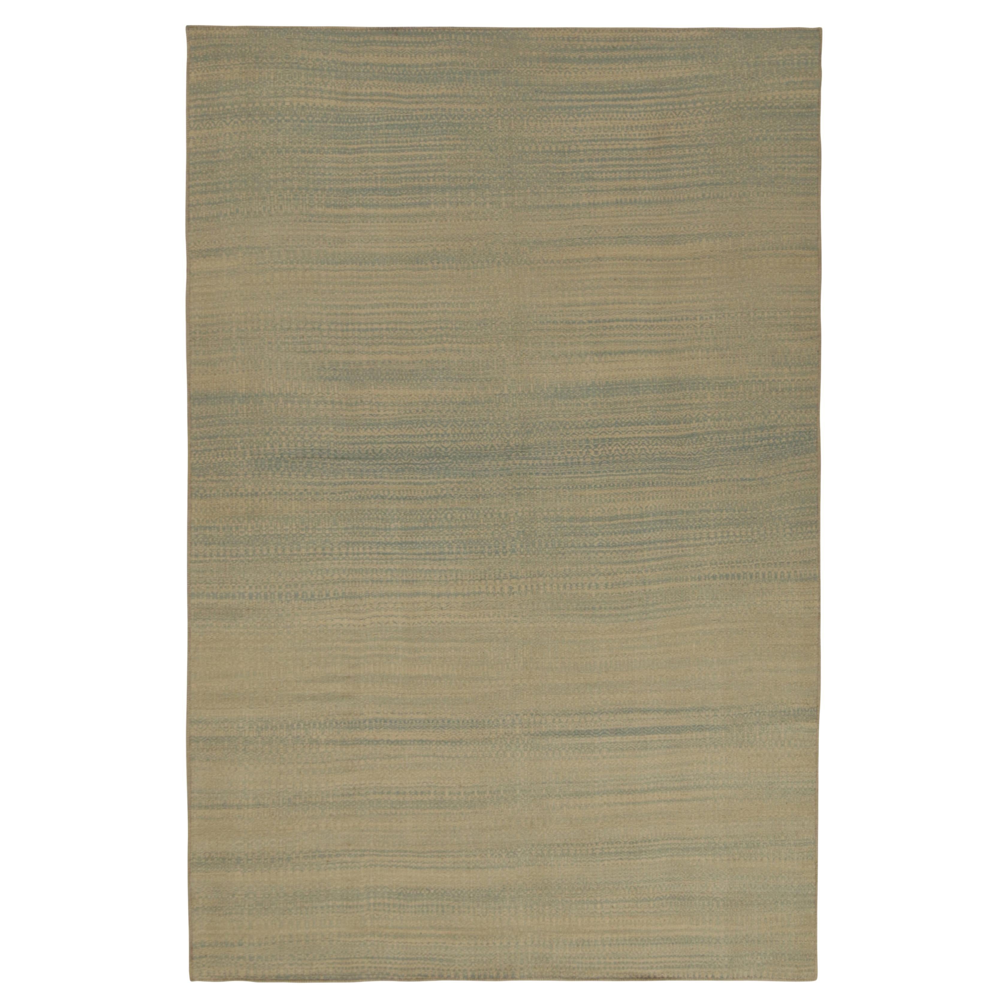 Rug & Kilim’s Contemporary Persian Kilim in Blue and Beige Stripes For Sale