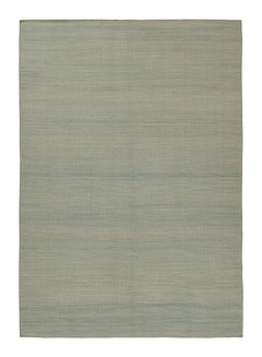 Rug & Kilim’s Contemporary Persian Kilim in Blue and Beige Stripes