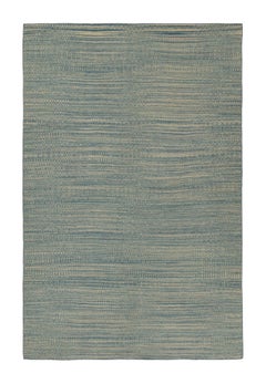 Kilim persa contemporáneo de rayas azules y beige de Rug & Kilim