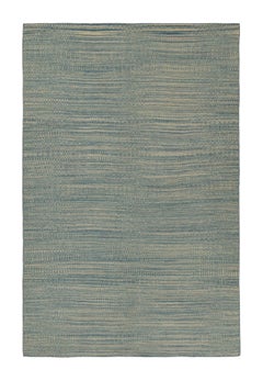 Rug & Kilim’s Contemporary Persian Kilim in Blue and Beige Stripes