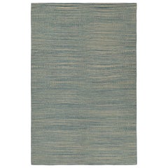 Rug & Kilim's Contemporary Persian Kilim in Blue and Beige Stripes (Kilim persan contemporain à rayures bleues et beiges)