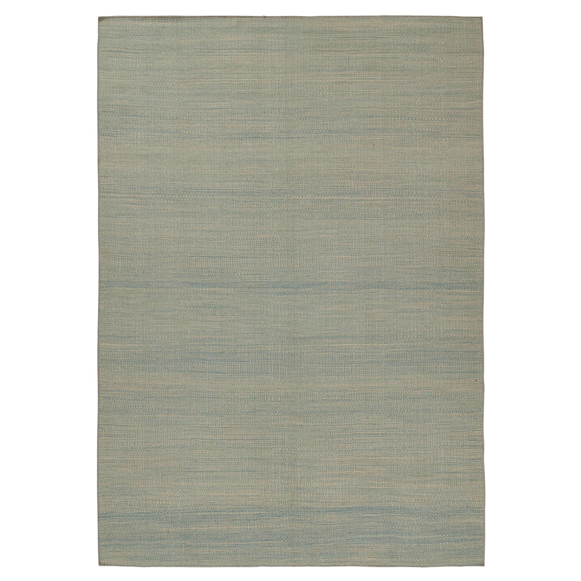 Rug & Kilim’s Contemporary Persian Kilim in Blue and Beige Stripes