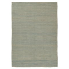 Rug & Kilim’s Contemporary Persian Kilim in Blue and Beige Stripes