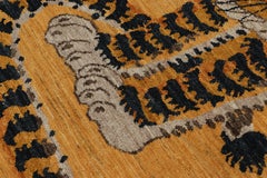 Rug & Kilim’s Contemporary Pictorial Rug, Tiger Design in Gold and Black