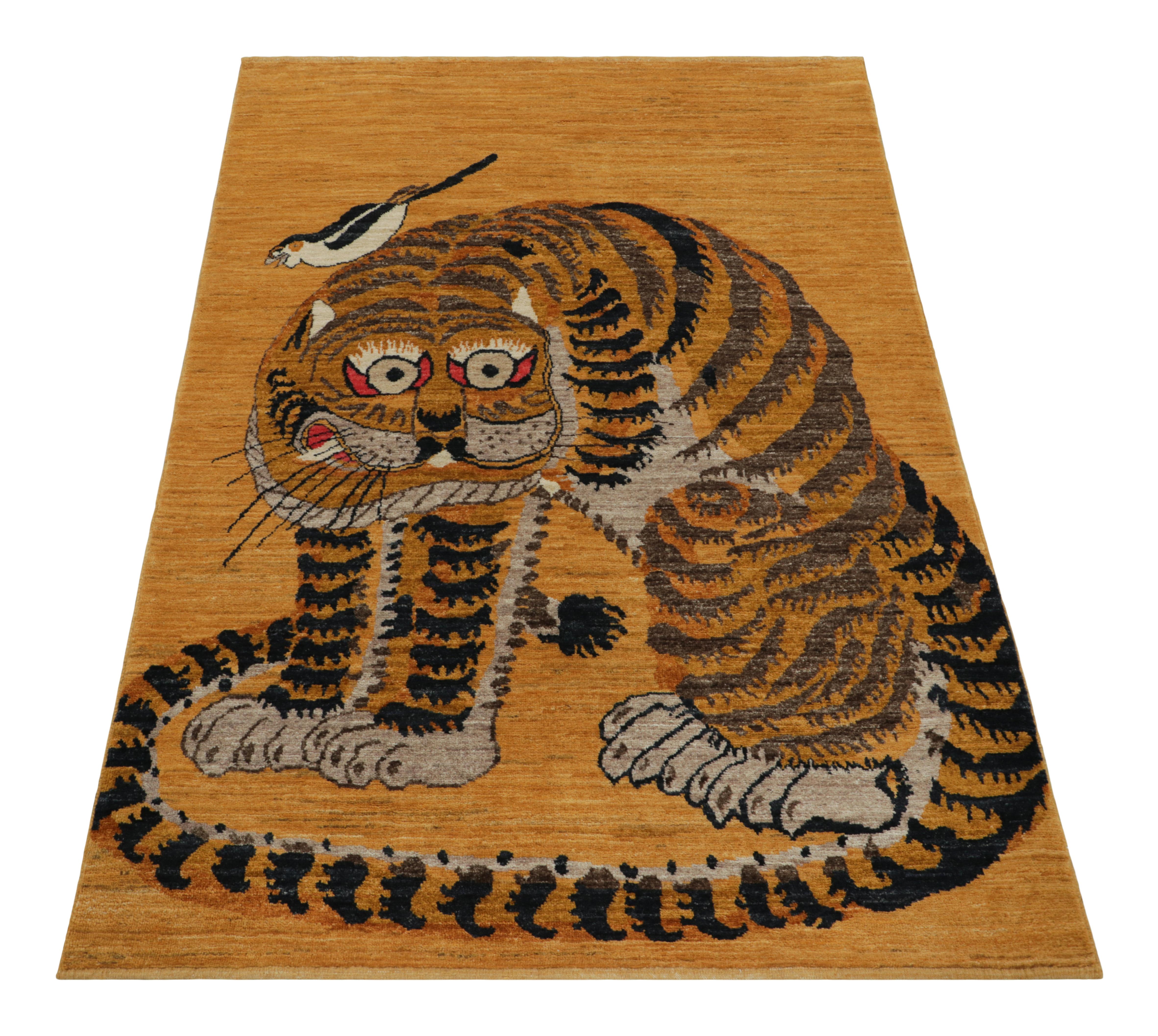 Tapis pictural contemporain de Rug & Kilim, motif de tigre en or et noir Neuf - En vente à Long Island City, NY