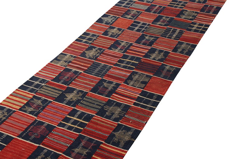 Rug and Kilim's Contemporary Red and Blue Runner Rug For Sale at 1stDibs contemporary rug runner