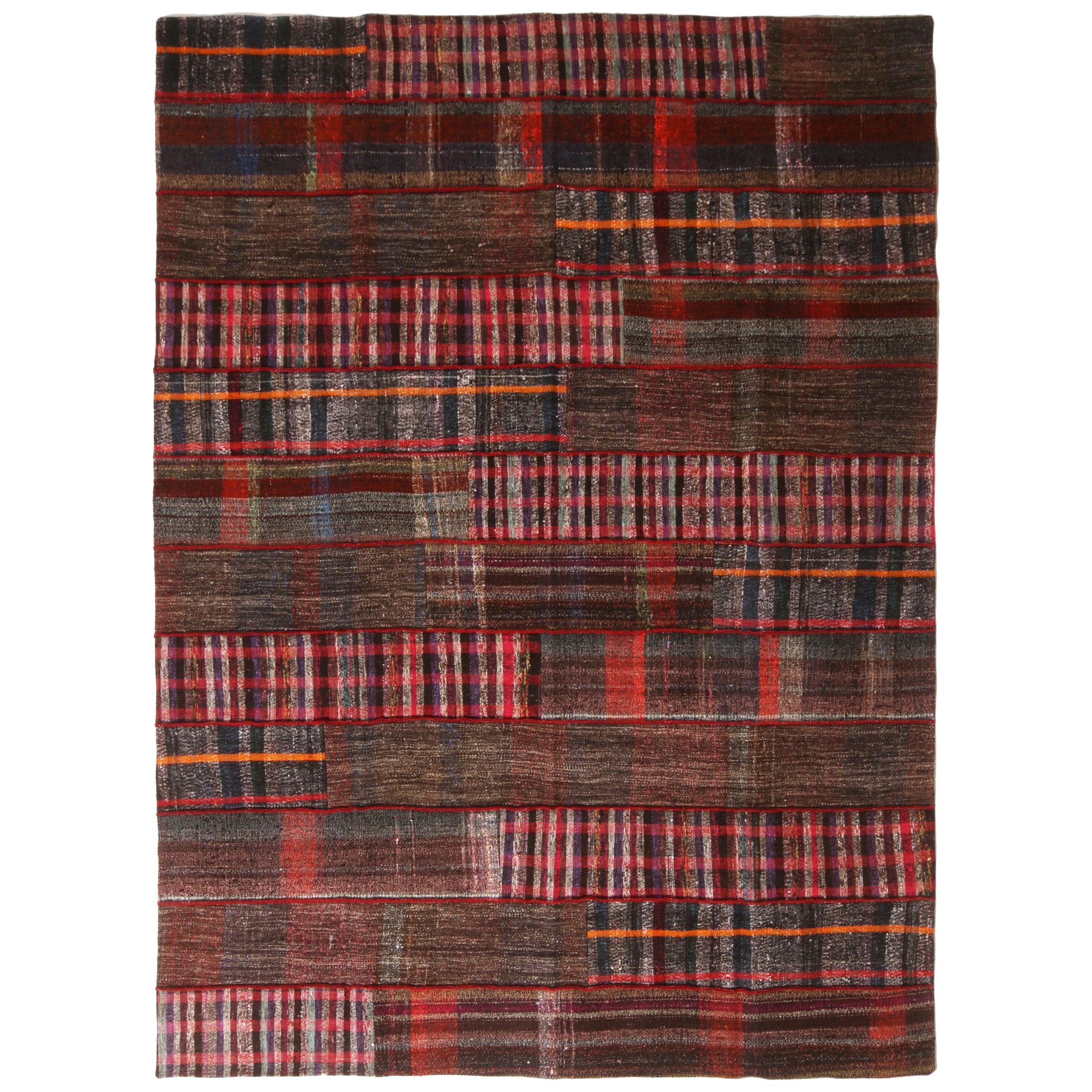 Rug & Kilim's Contemporary Red and Multi-Color Wool Kilim Rug For Sale