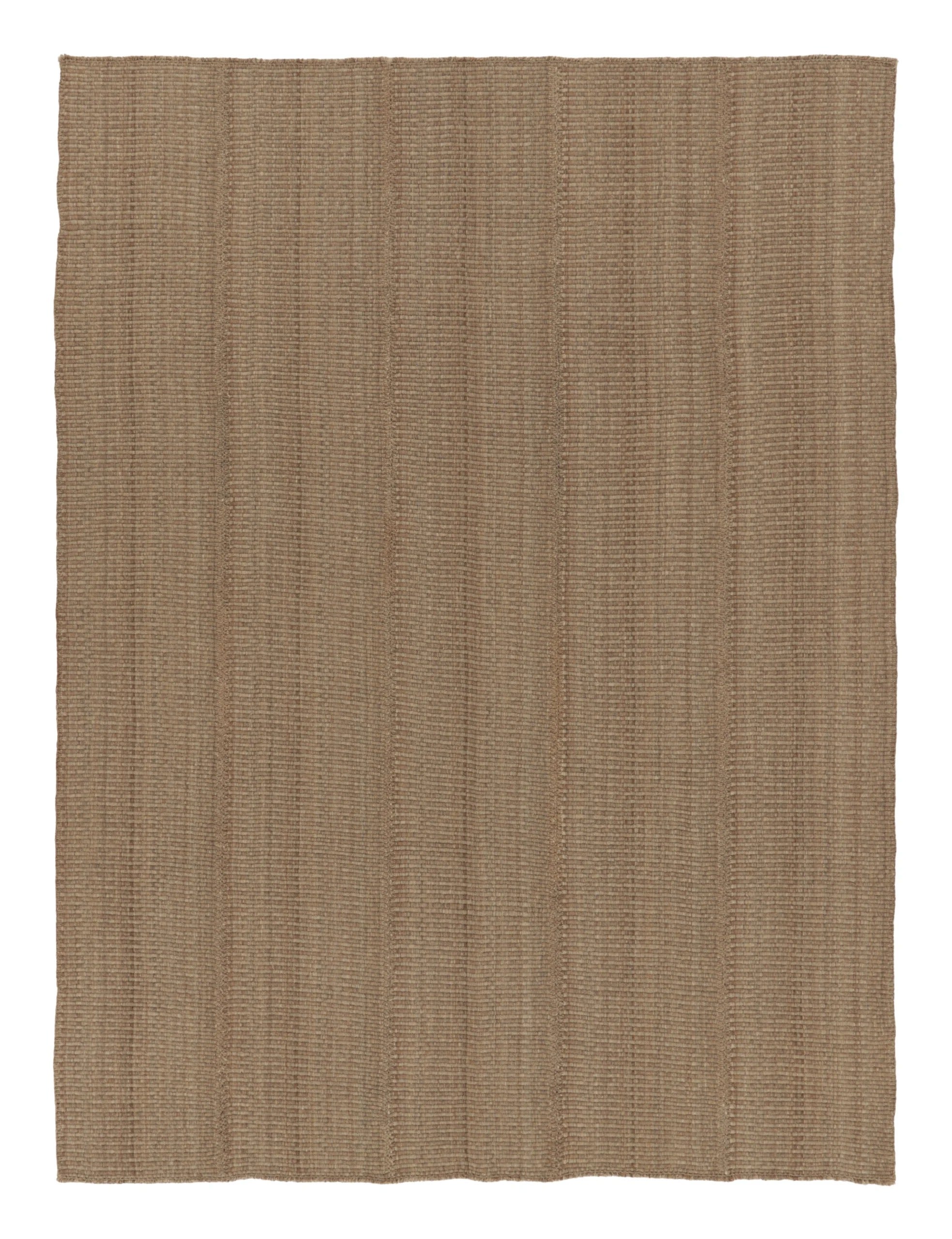 Alfombra de tejido plano «Rez Kilim» de estilo contemporáneo de Rug & Kilim, con diseño de rayas marrones