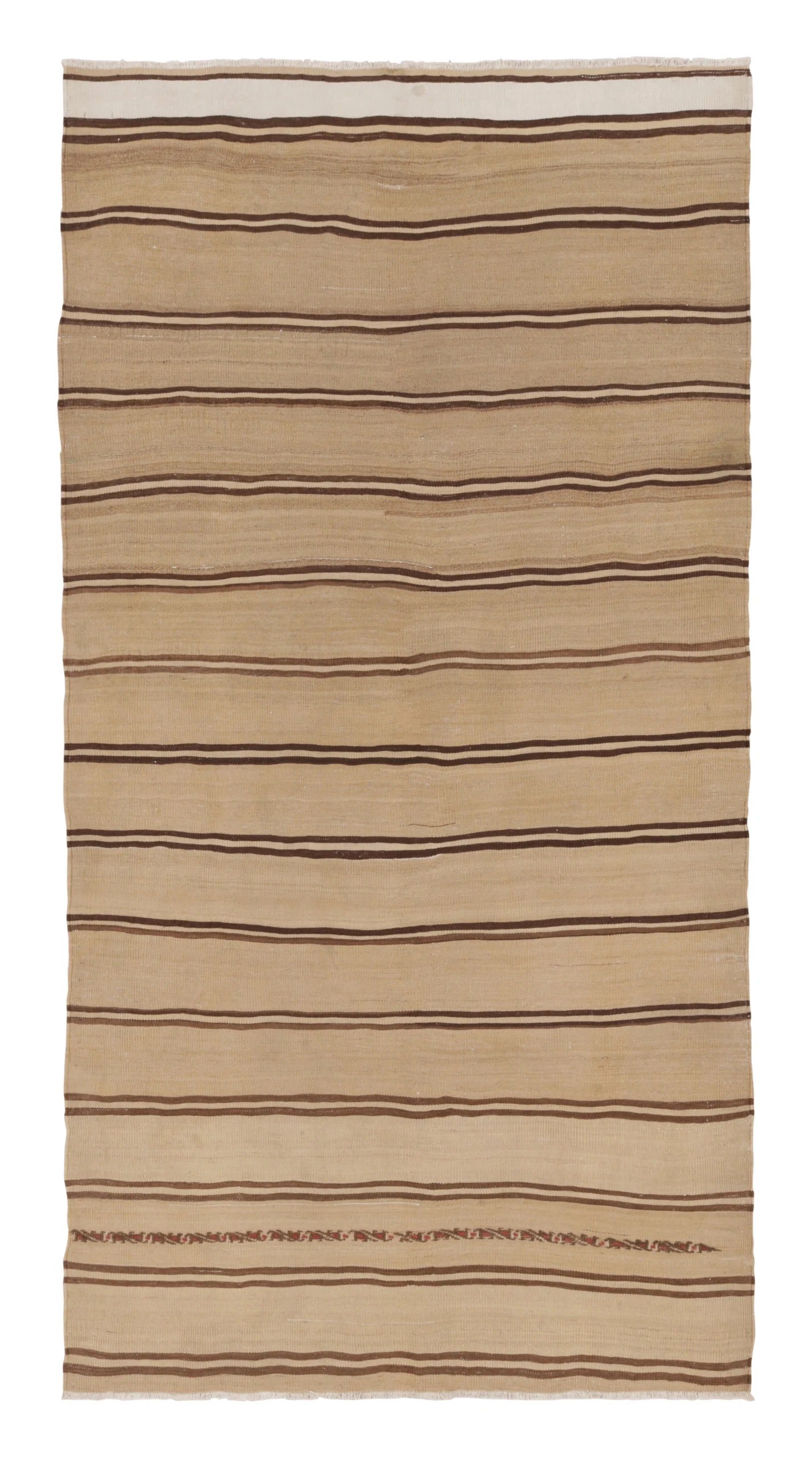 Rug & Kilim’s Contemporary Rez Kilim Flatweave Rug with Brown Striped Design