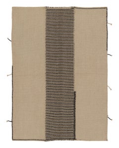 Tapis « Rez Kilim » contemporain de Rug & Kilim, tissé à plat, avec un motif linéaire noir