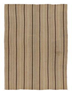 Rug & Kilim's Rez-Kilim in Braun und Beige mit strukturierten Streifen