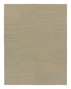 Rug & Kilim’s Contemporary Rez Kilim in Brown and Teal Textural Stripes