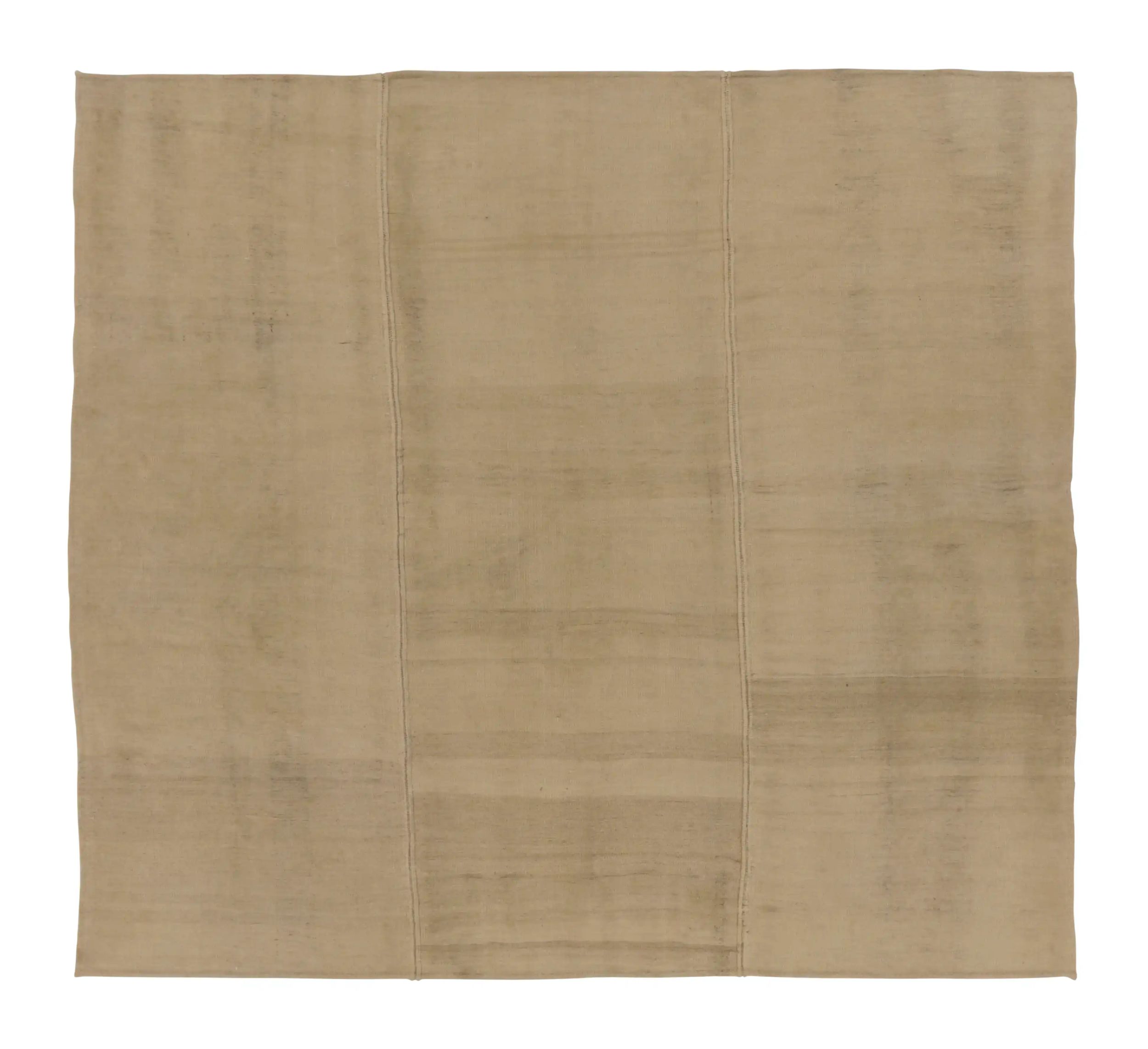 Rug & Kilim’s Contemporary Rez Kilim in Brown Textural Stripes