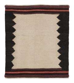 Kilim «Rez» contemporáneo de Rug & Kilim con diseño geométrico en beige y negro