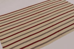 Rug & Kilim's Contemporary Rez Kilim with Beige & Red Striped Design