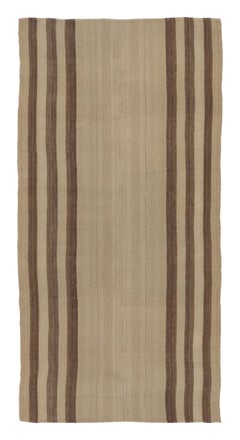 Rug & Kilim's Contemporary Rez Kilim with Brown Striped Design