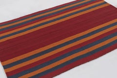 Rug & Kilim's Contemporary Rez Kilim with Red, Blue & Orange Stripes