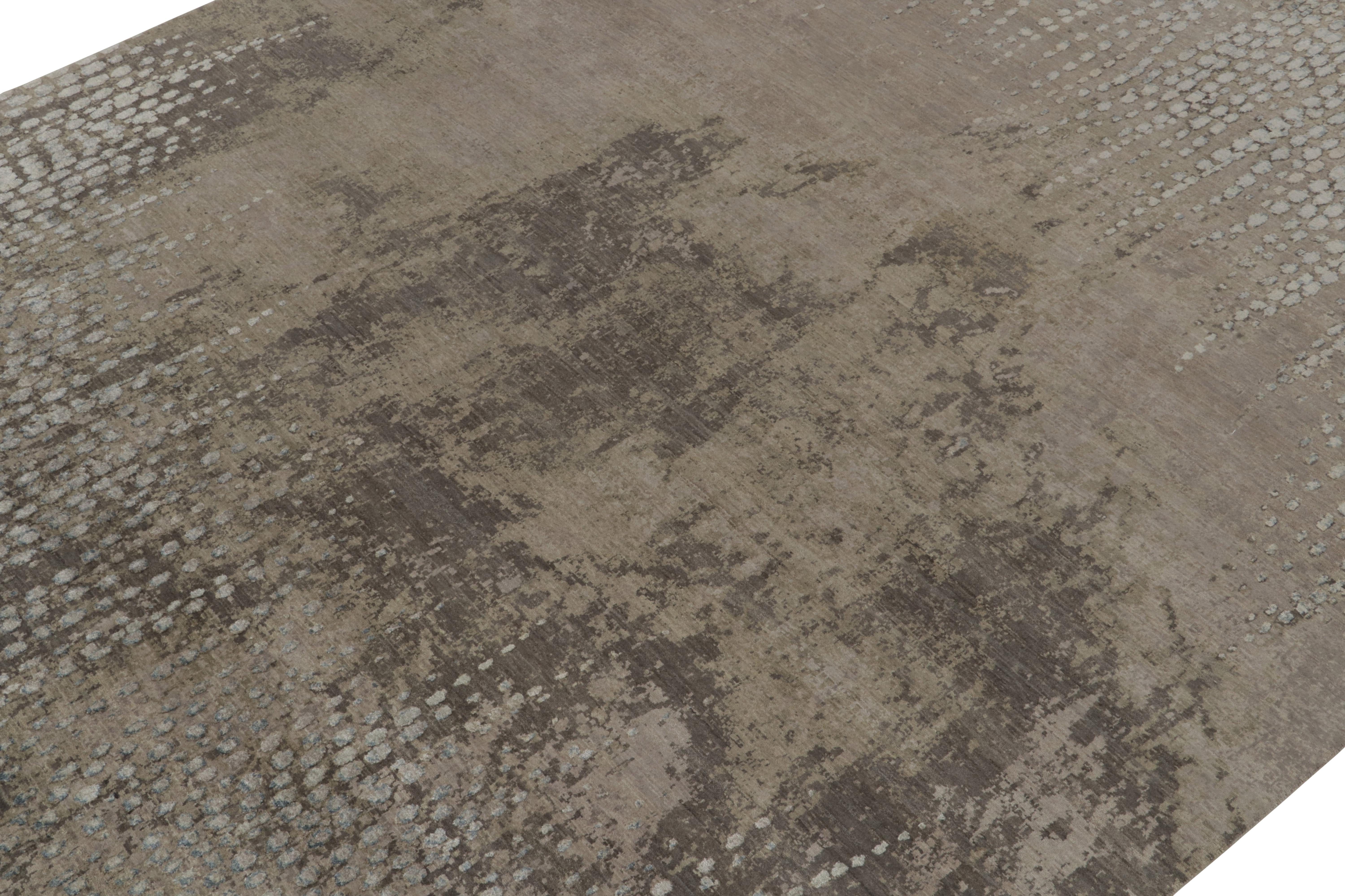 Teppich & Kilims Zeitgenössischer Teppich in Grau, Beige und Blau mit abstrakten Mustern (Indisch) im Angebot