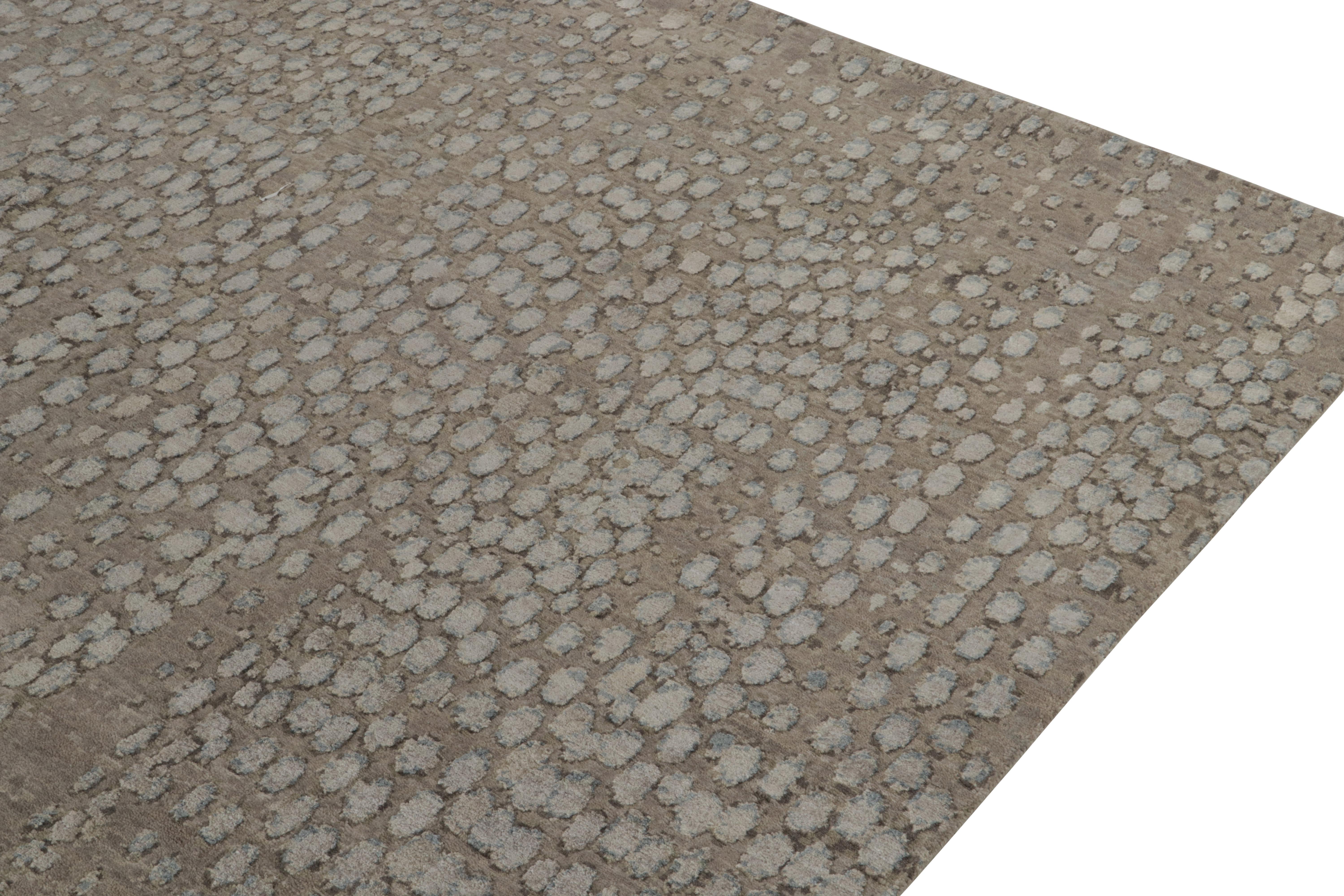 Teppich & Kilims Zeitgenössischer Teppich in Grau, Beige und Blau mit abstrakten Mustern (Handgeknüpft) im Angebot
