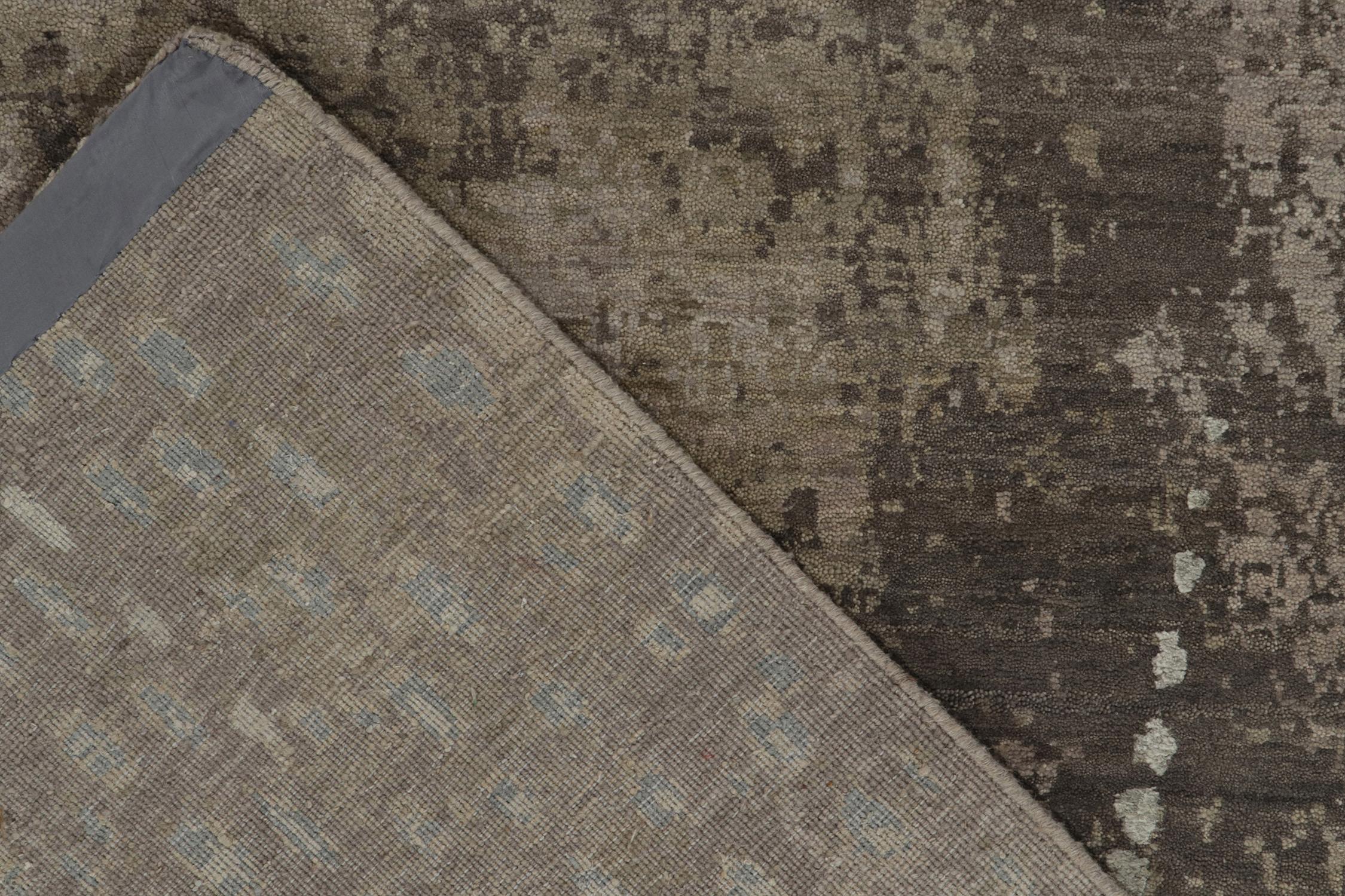 Wool Rug & Kilim’s Contemporary Rug in a Grey, Beige and Blue Abstract Patterns For Sale