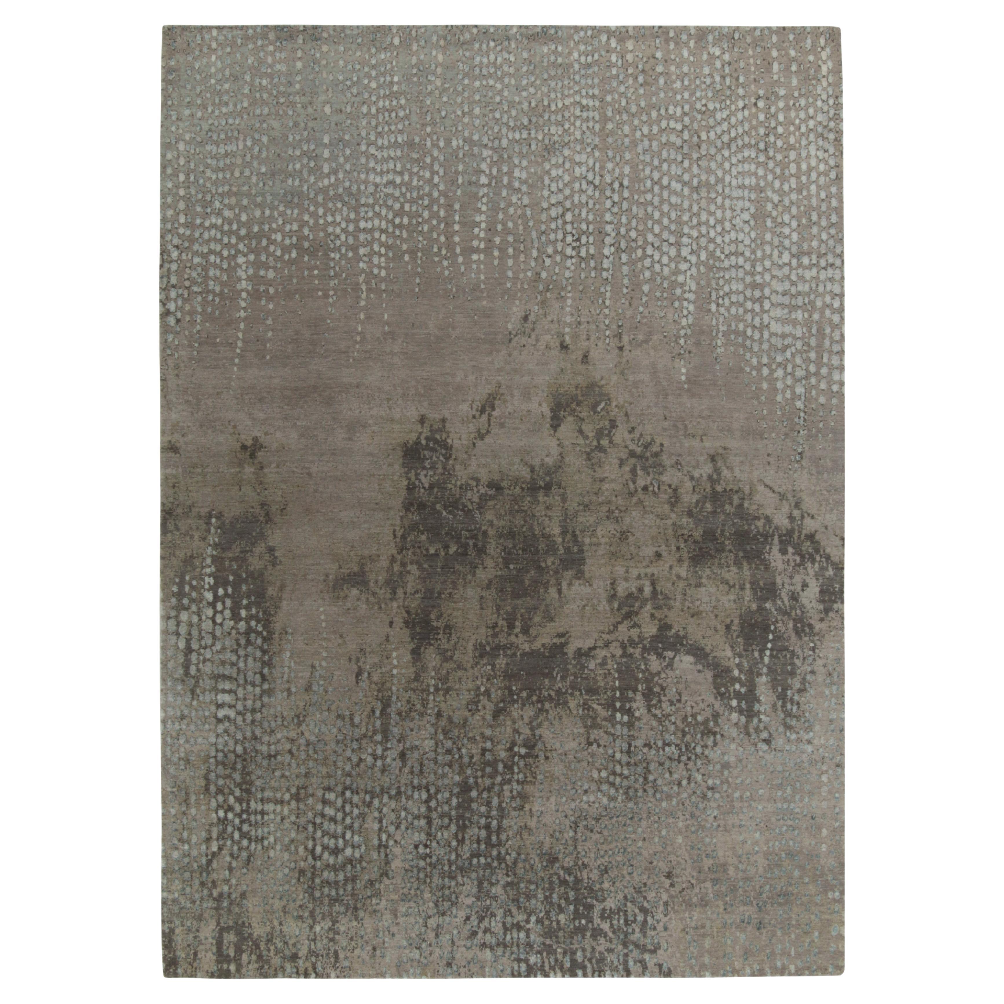 Rug & Kilim’s Contemporary Rug in a Grey, Beige and Blue Abstract Patterns