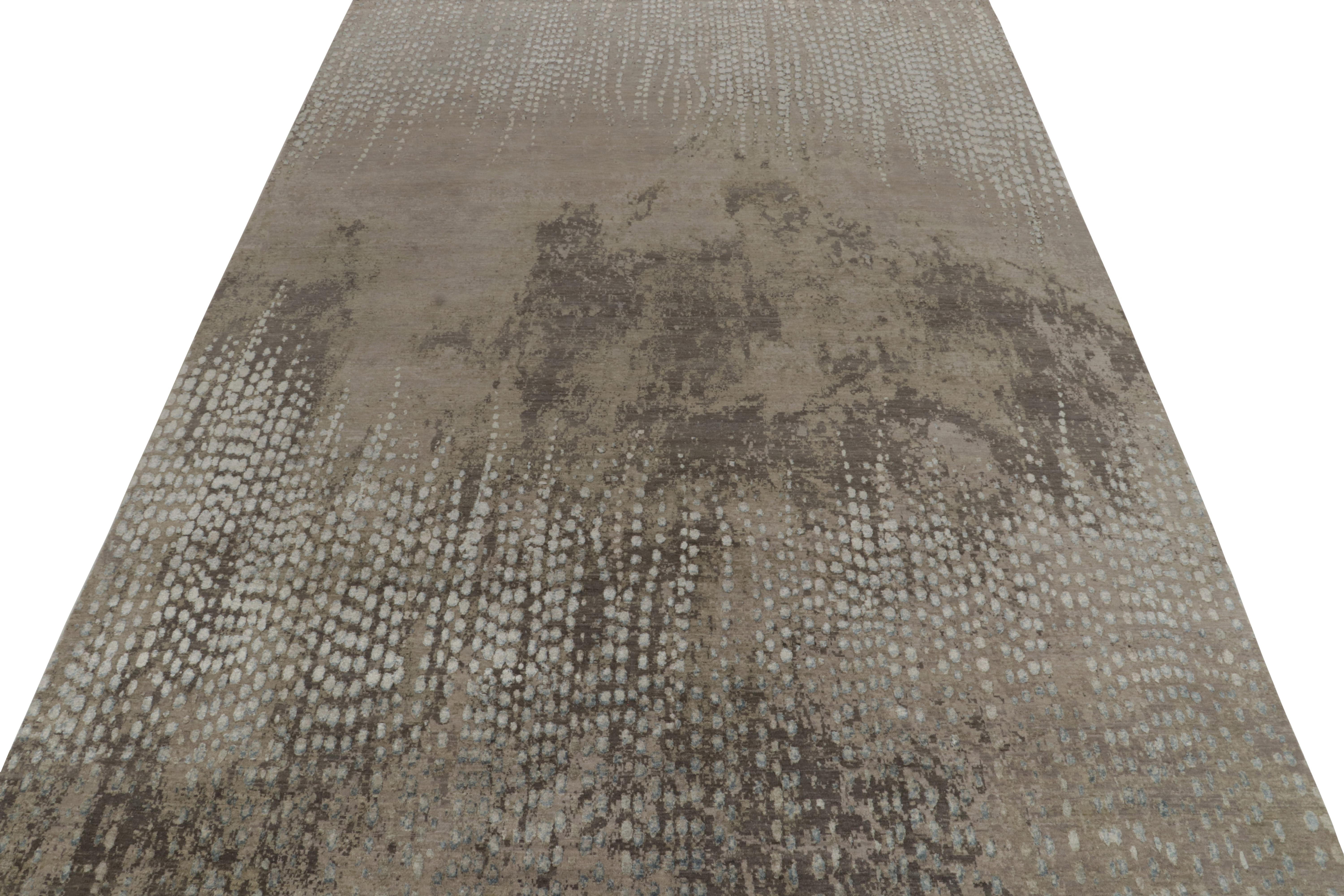 Alfombra contemporánea de Rug & Kilim con motivos abstractos en gris, beige y azul Moderno en venta